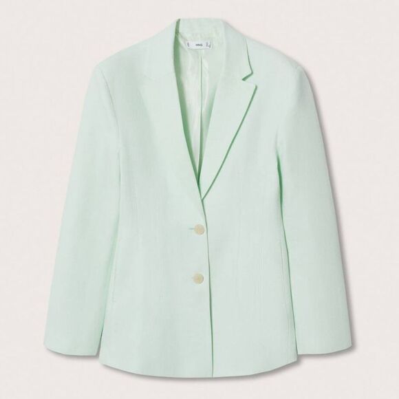 Mango Linen Blend Structured Blazer Jacket New - Picture 3 of 8